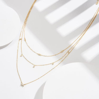 Triple Layer Zircon Necklace – Sterling Silver or Gold Plated