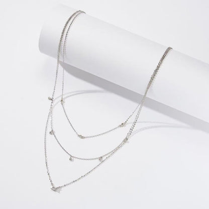 Triple Layer Zircon Necklace – Sterling Silver or Gold Plated
