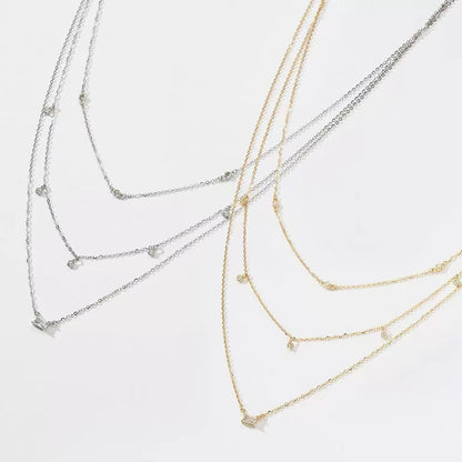 Triple Layer Zircon Necklace – Sterling Silver or Gold Plated