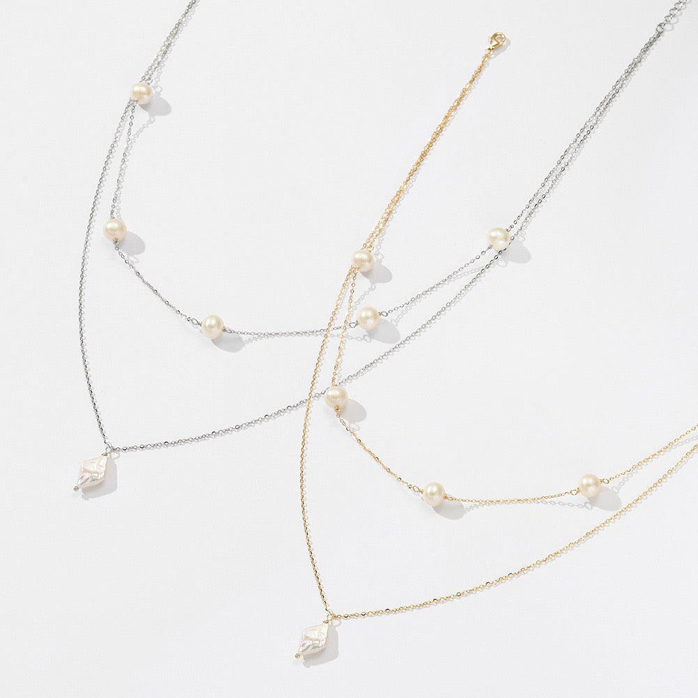 Pearl Glow Layered Necklace – 925 Sterling Silver