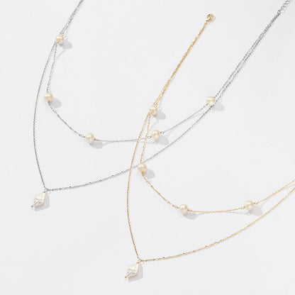 Pearl Glow Layered Necklace – 925 Sterling Silver