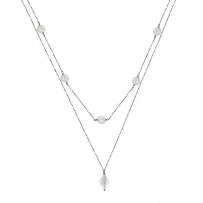 Pearl Glow Layered Necklace – 925 Sterling Silver