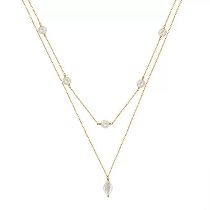Pearl Glow Layered Necklace – 925 Sterling Silver