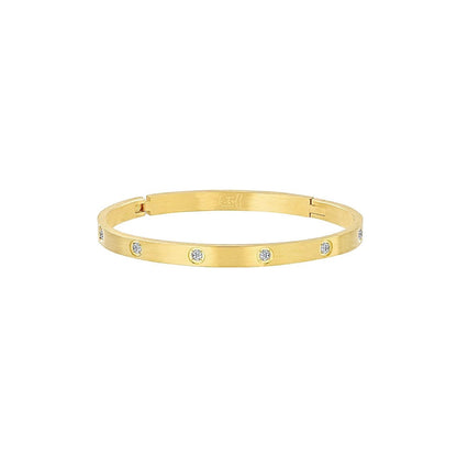 BG308G B.Tiff 8-Stone Matte Gold Bangle Bracelet