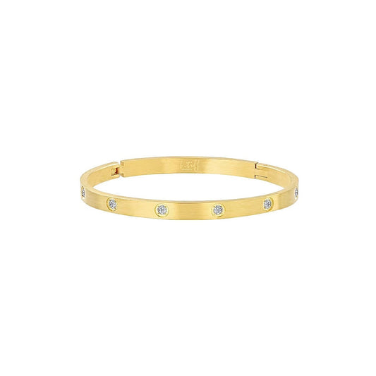 BG308G B.Tiff 8-Stone Matte Gold Bangle Bracelet