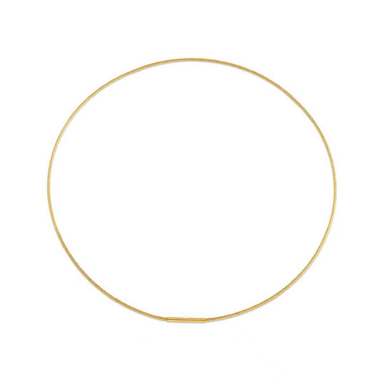 C015G Gold Structured Wire Choker Chain Necklace/ 1.2mm (An exclusive clasp design)
