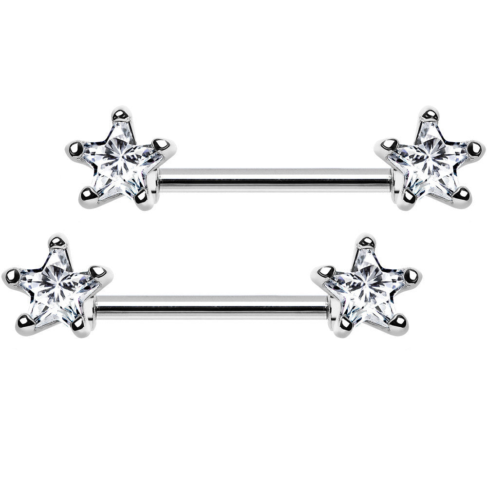 14G Star Barbell Nipple Ring Set
