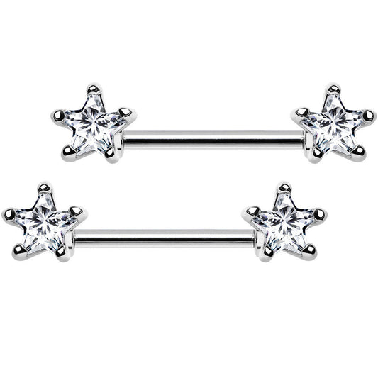 14G Star Barbell Nipple Ring Set