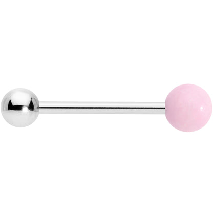 Pink Rose Quartz End Barbell Tongue Ring