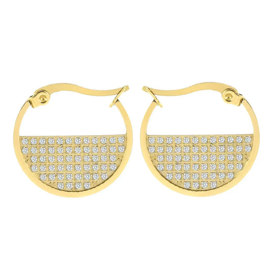 ER500G B.Tiff Gold Pavé Lune Earrings