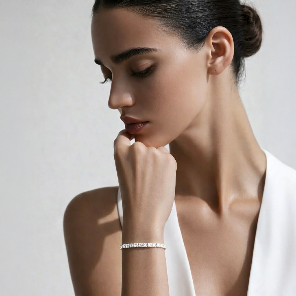 BG405W B.Tiff Princess Cut 5mm Tennis Bracelet