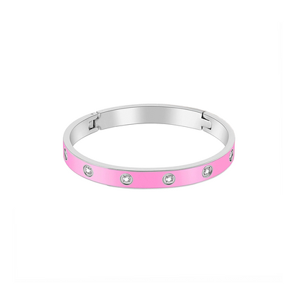 BG808EPW B.Tiff 8-Stone BARBIE Pink Enameled Bangle Bracelet