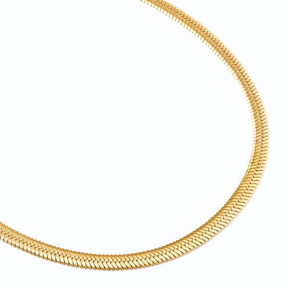 C004G B.Tiff Gold Plated Herringbone Chain Necklace/ 4mm