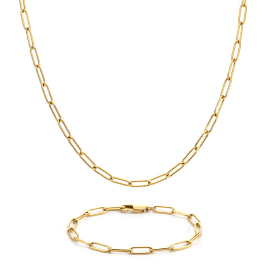 C011G Oval Paperclip Link Chain Necklace and Bracelet Set