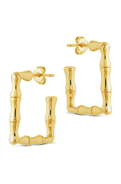 Bamboo Rectangular Hoop Earrings