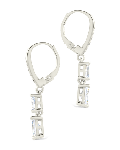 Sterling Silver Eulalia Emerald Cut CZ French Clip Earrings