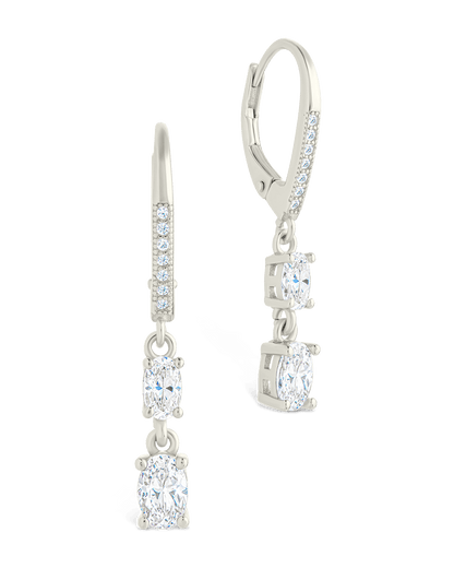 Sterling Silver Liesel Oval Cut CZ French Clip Earrings
