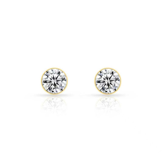 ER101G B.Tiff Gold 1 ct Solitaire Stud Earrings