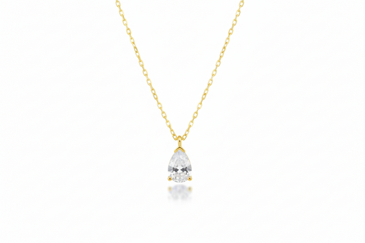 Dainty Diamond Teardrop Necklace in 925 Sterling Silver