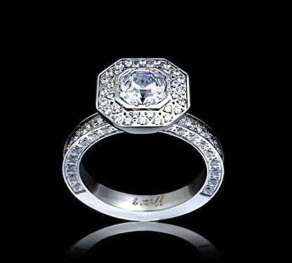 RG128W B.Tiff Aŭreolo II 1 ct Cushion Cut Halo Engagement Ring