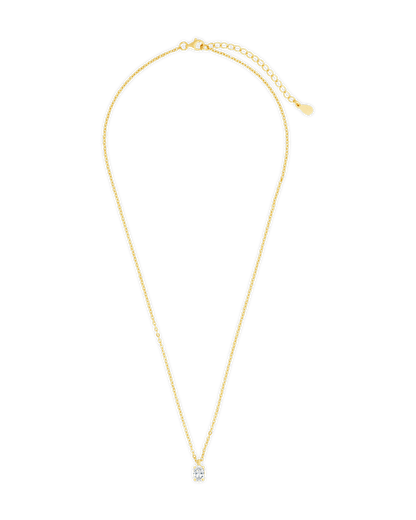 Sterling Silver Oval CZ Prong Set Pendant