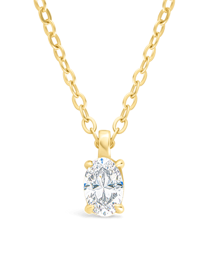 Sterling Silver Oval CZ Prong Set Pendant