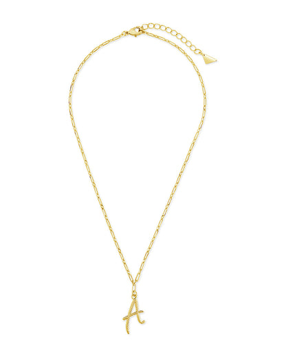 Textured Initial Charm Pendant Necklace