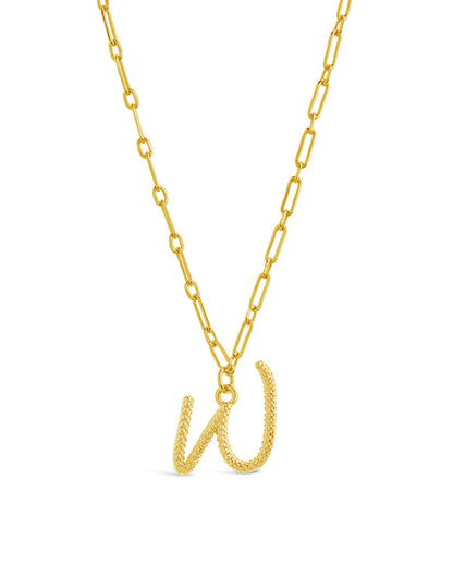 Textured Initial Charm Pendant Necklace