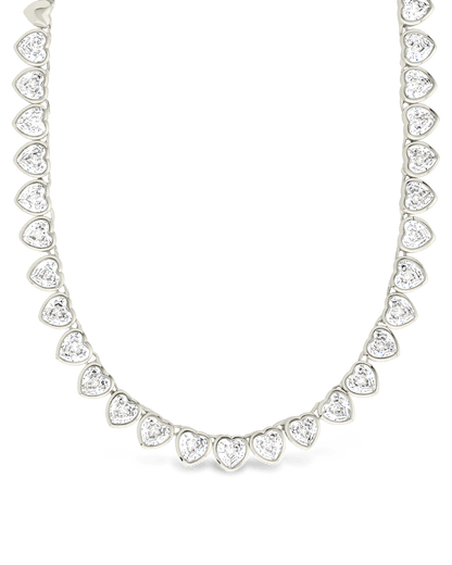 Stephanie Heart CZ Tennis Necklace