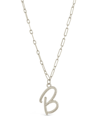 Textured Initial Charm Pendant Necklace