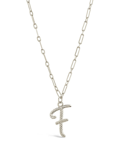 Textured Initial Charm Pendant Necklace