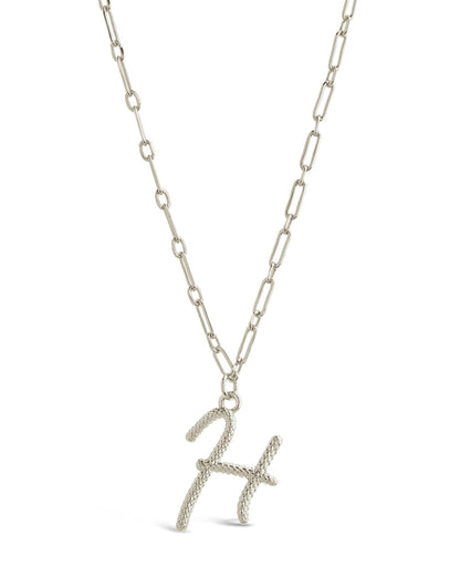 Textured Initial Charm Pendant Necklace