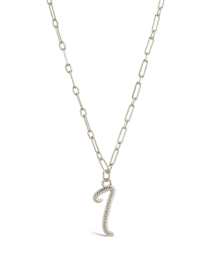 Textured Initial Charm Pendant Necklace
