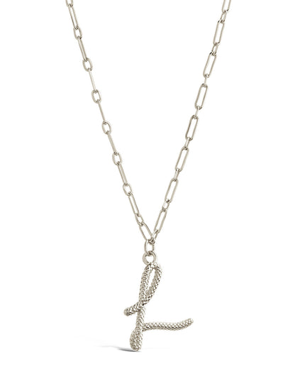 Textured Initial Charm Pendant Necklace