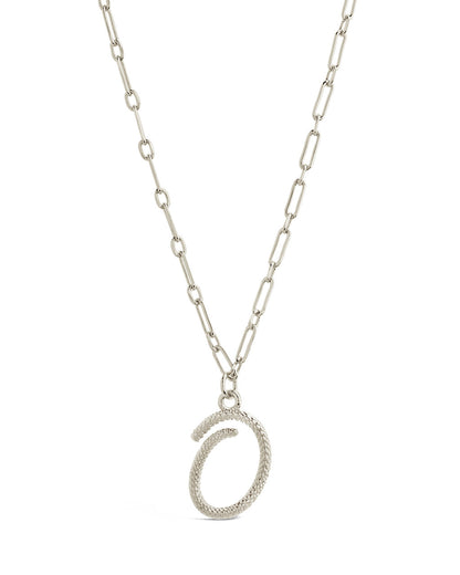 Textured Initial Charm Pendant Necklace