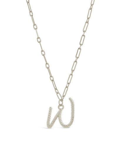 Textured Initial Charm Pendant Necklace
