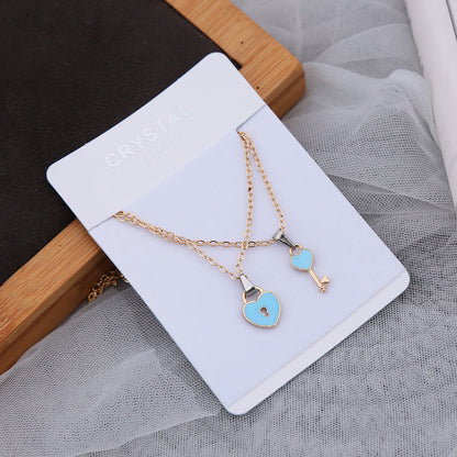 Simple Fashion Small Key Lock Love Gold Necklaces
