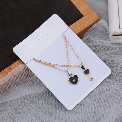 Simple Fashion Small Key Lock Love Gold Necklaces