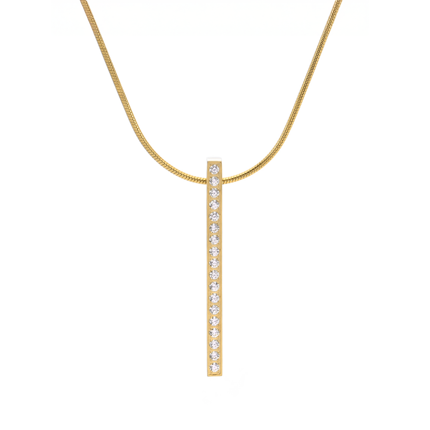 PT107G B.Tiff Gold 18-Stone Bar Pendant