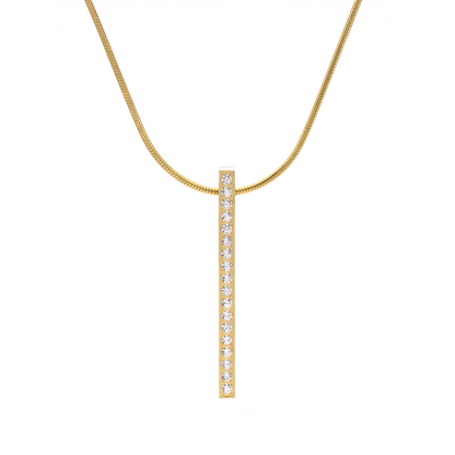 PT107G B.Tiff Gold 18-Stone Bar Pendant